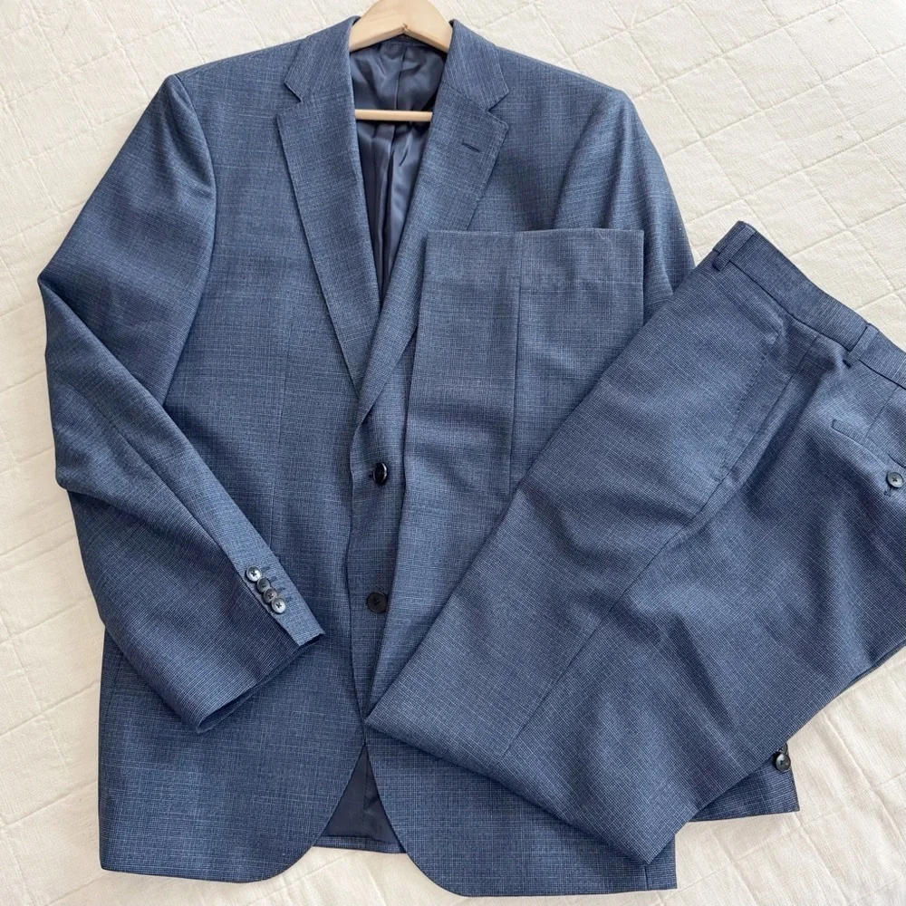 Hugo Boss Phoenix Madisen Men's Suit Two Piece Blue Comfort Fit 100% Wool 40L - Picture 3 of 16
